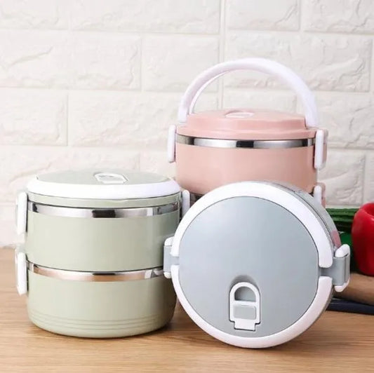 Food Bento Box Stainless Steel 2-Layer Sealed Lunch Box For Women Kids School Office Portable Food Containers Thermal Lunch