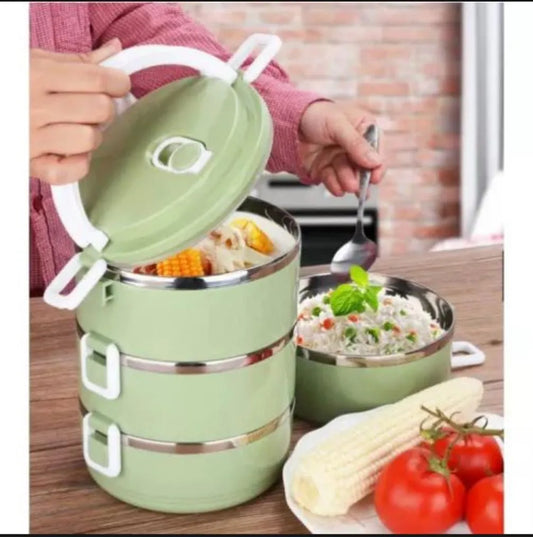 3-Tier Insulated Tiffin Lunch Box (Small) with Vacuum Seal – Portable Thermos Food Storage